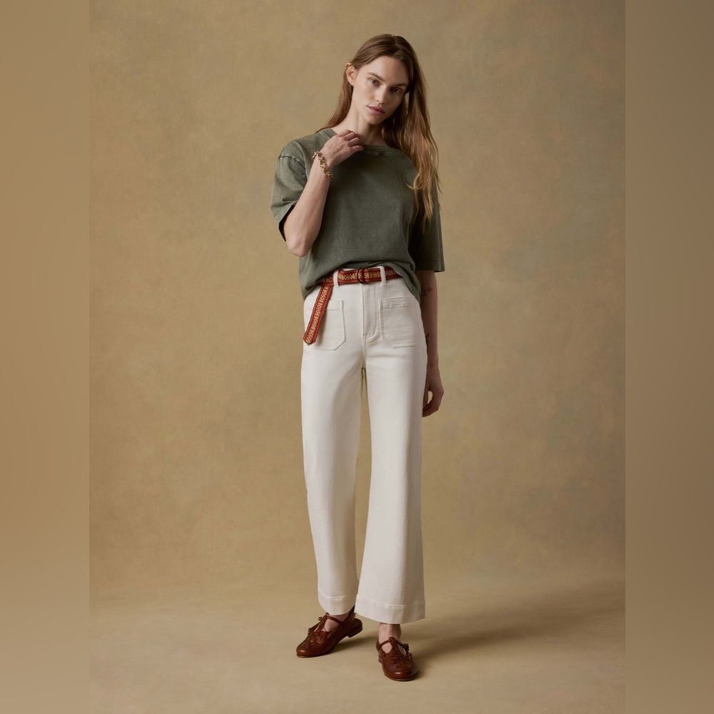 Faherty Stretch Terry Patch Pocket Ankle Pant - Egret